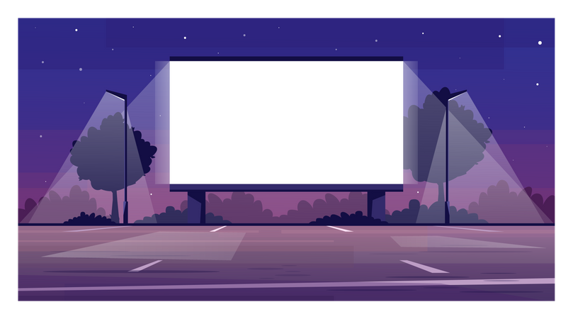 Conducir en la pantalla de cine  Ilustración