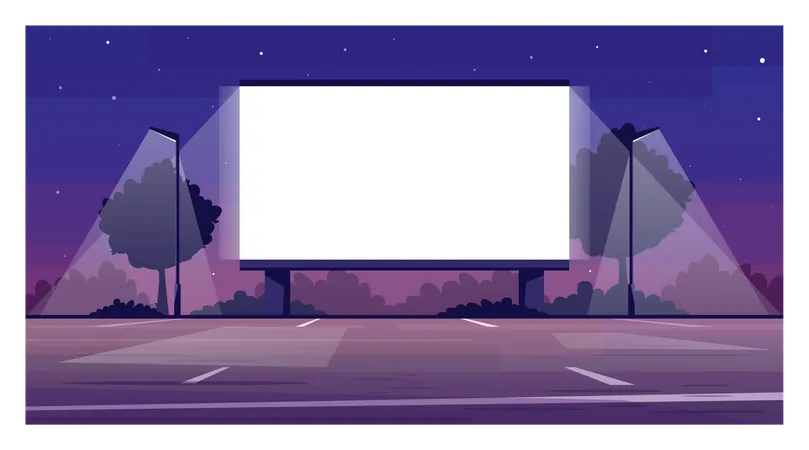 Conducir en la pantalla de cine  Ilustración