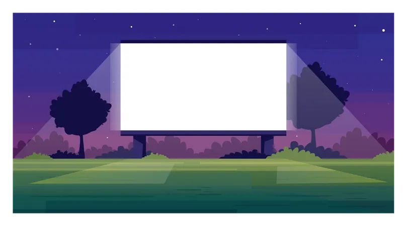 Pantalla de cine al aire libre  Ilustración