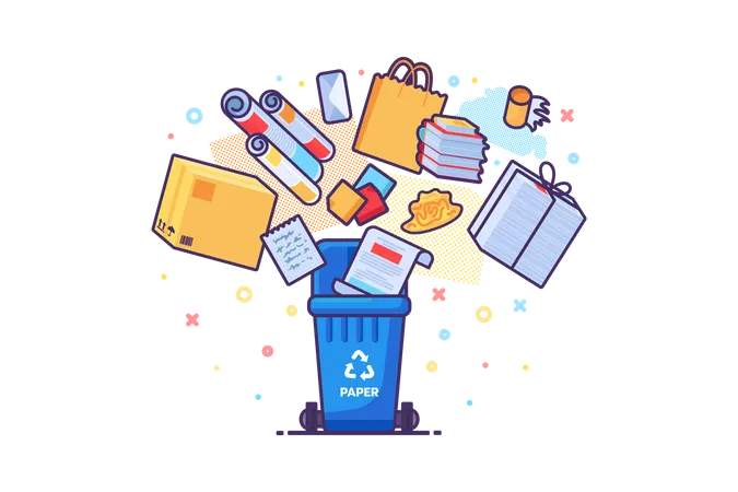 Paper Waste Recycling  Illustration