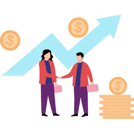 Os parceiros de negócios estão fazendo colaboração financeira  Ilustração