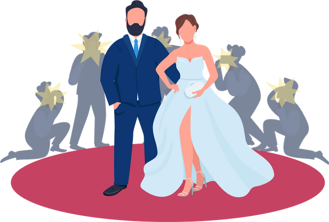 Pareja de famosos en la alfombra roja  Ilustración