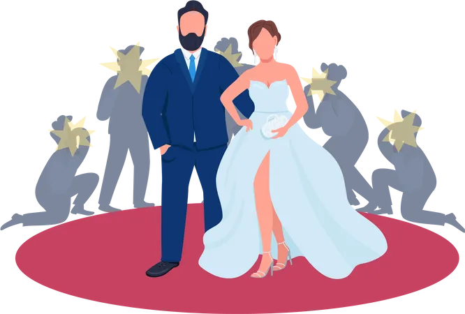 Pareja de famosos en la alfombra roja  Ilustración