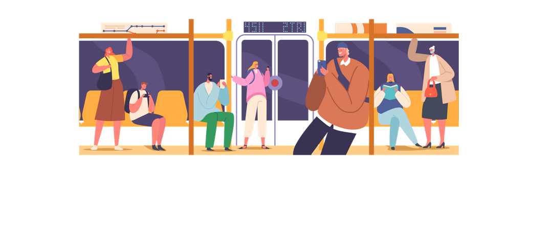 Passengers in Subway  イラスト