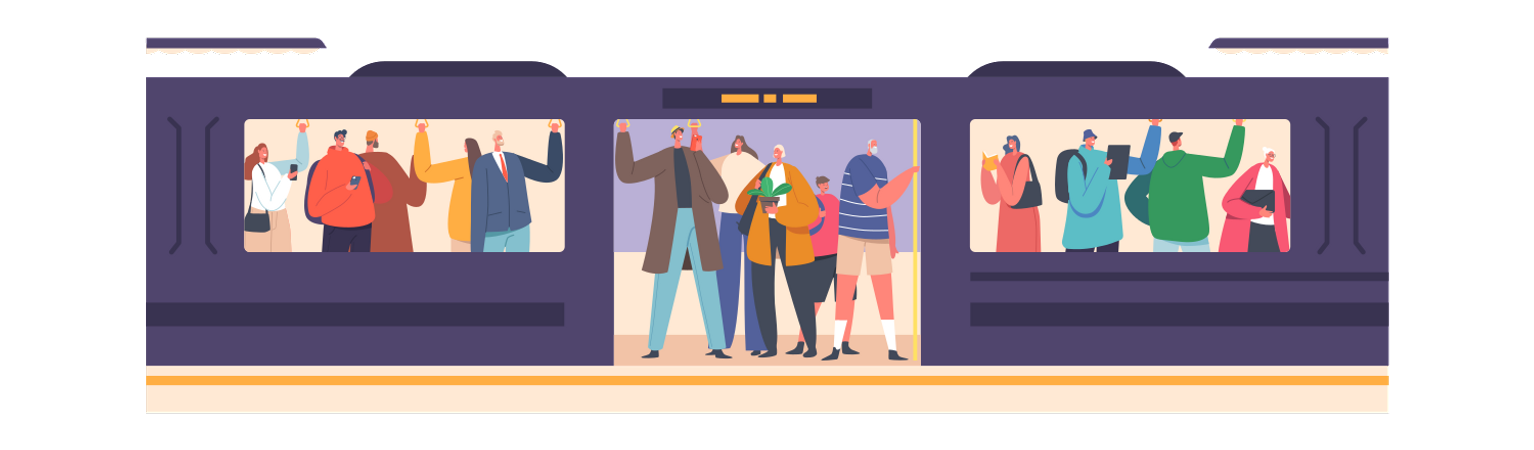 Passengers in Underground Metro  イラスト