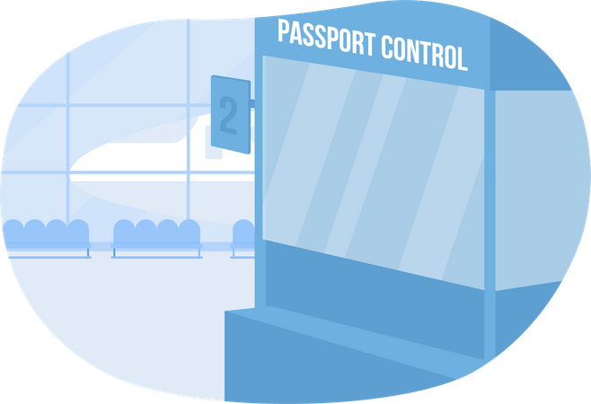 Passport control in airport  일러스트레이션