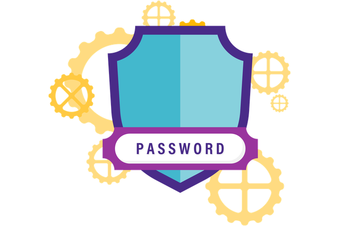 Password security and shield  Illustration