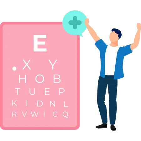 Patient can identify letters from Snellen chart board  일러스트레이션