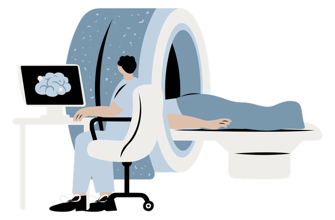 Patient going through MRI machine  Illustration