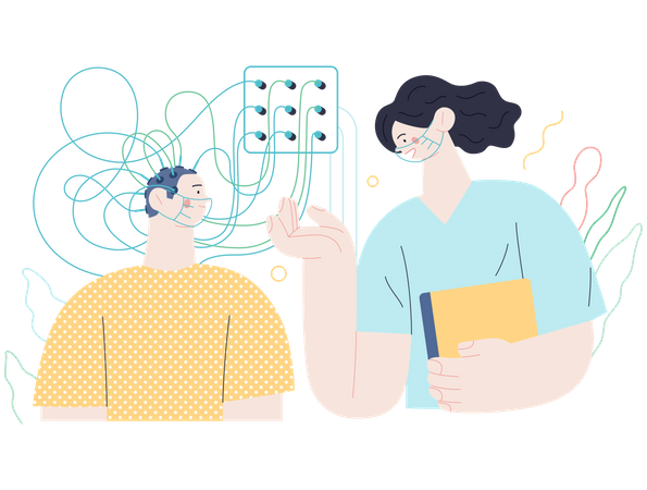 Patient in EEG treatment  Illustration