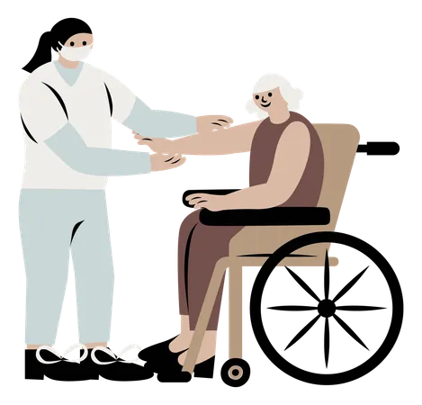 Patient âgé attentionné  Illustration