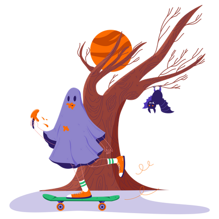 Patinador fantasma  Ilustração