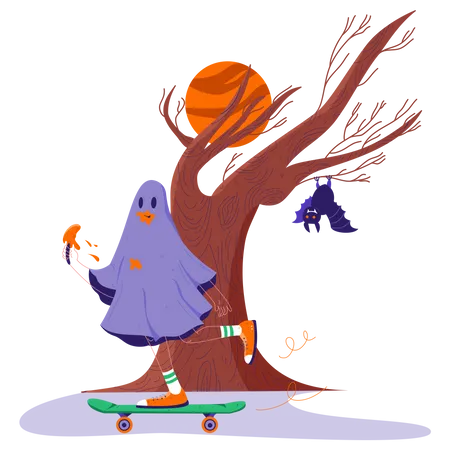 Patinador fantasma  Ilustração