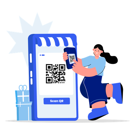 Pay Shopping Bill Using Qr Code  Illustration