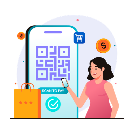 Payment using QR code  Illustration