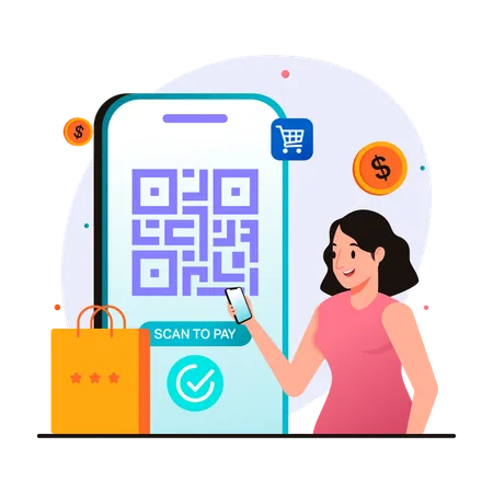 Payment using QR code  Illustration