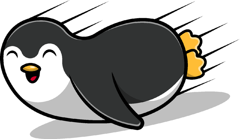 Penguin  enjoying Sliding  イラスト