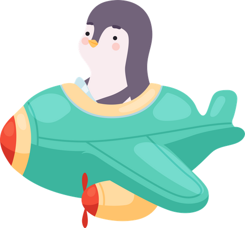 Penguin Flying In Helicopter  イラスト