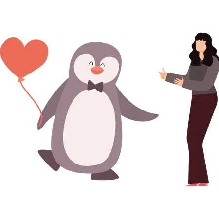 Penguin is holding balloon  イラスト