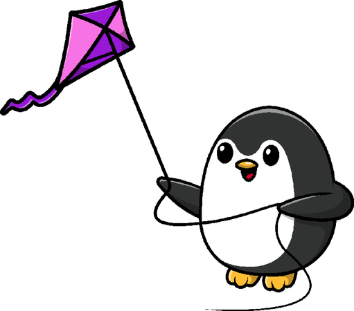 Penguin Playing Kite  イラスト