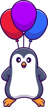 Penguin playing with balloons  イラスト