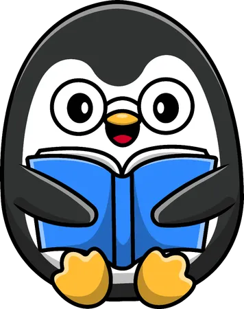 Penguin Reading Book  イラスト