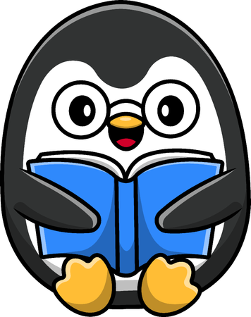 Penguin Reading Book  Illustration