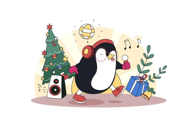 Penguin Singing  イラスト