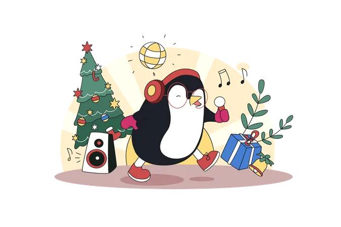 Penguin Singing  イラスト