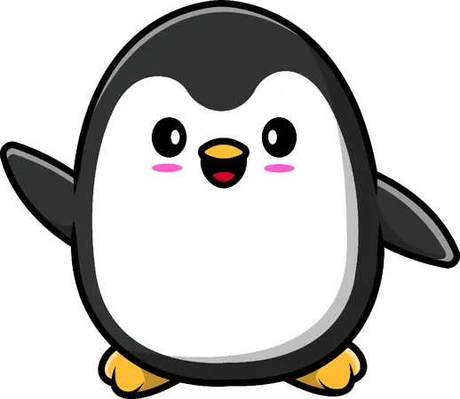 Penguin Waving Hand  Illustration