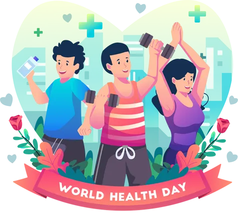 People are exercising to stay healthy  Illustration