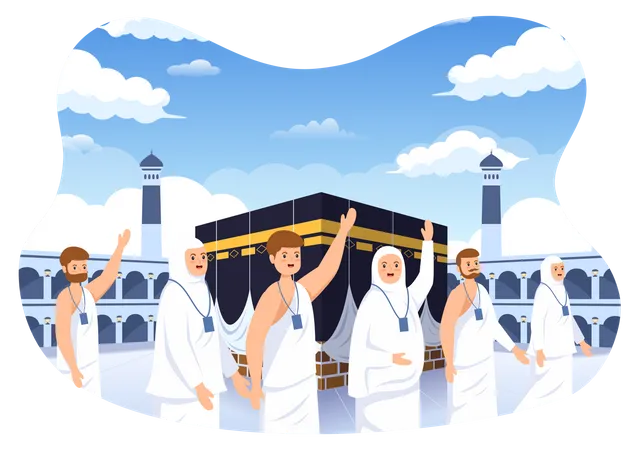 People at hajj pilgrimage  Illustration