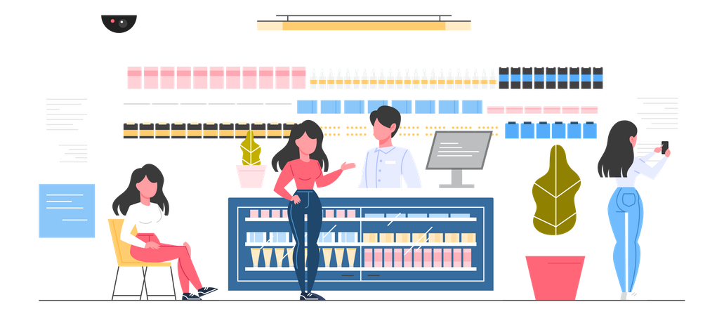 People buying medicine from pharmacy  Illustration