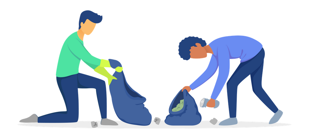 People collecting recycling waste  Illustration