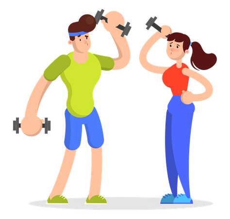 People doing sport exercise with dumbbell  Illustration