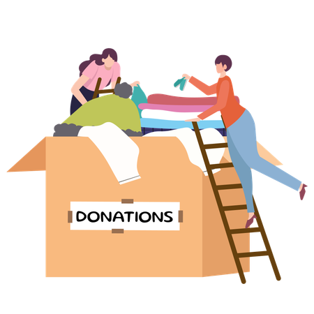 People Donating Clothes  Illustration