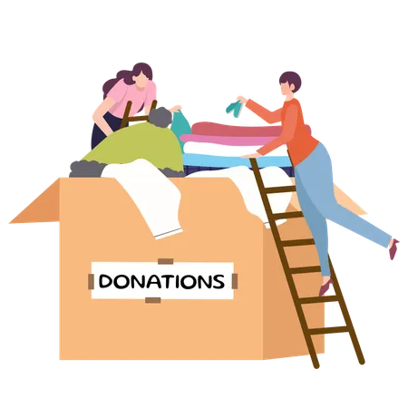 People Donating Clothes  Illustration