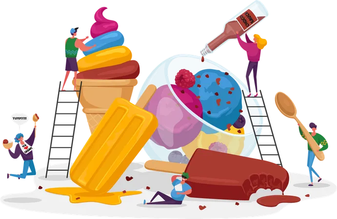 People eating ice-cream  Illustration