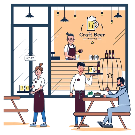 People enjoying in bar  Illustration