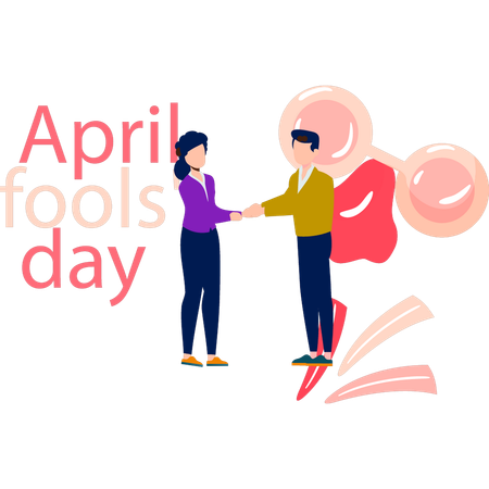 People handshake on April fools day  Illustration