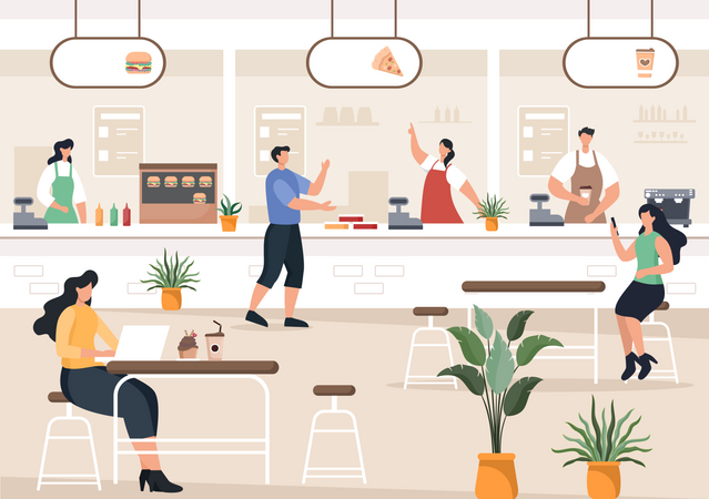 People in cafe  Illustration