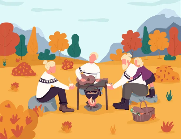 People in picnic  Illustration