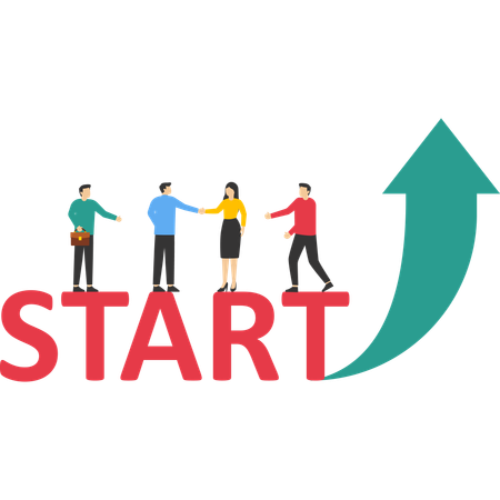 People launching business startup  Illustration