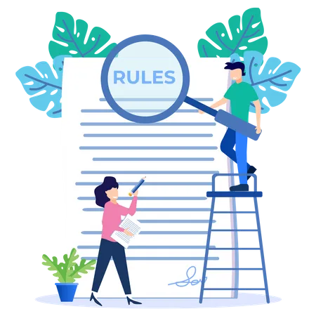 People reading Rules  Illustration