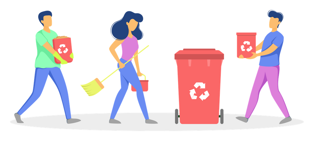 People recycling waste  Illustration