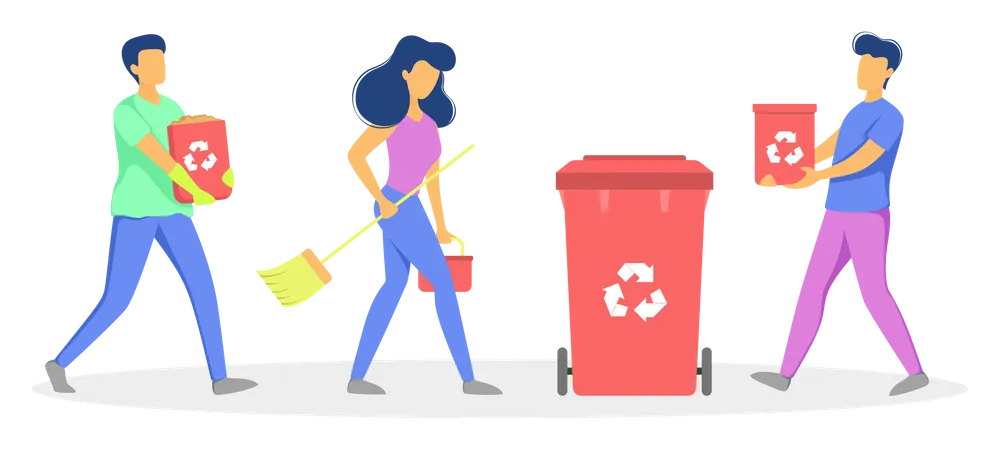 People recycling waste  Illustration