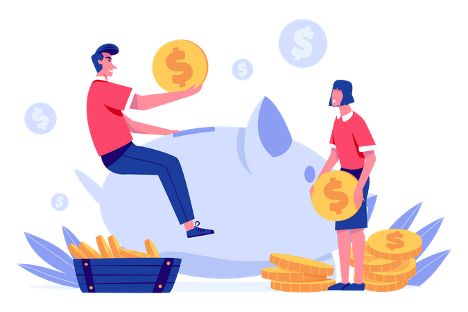 People saving money  Illustration