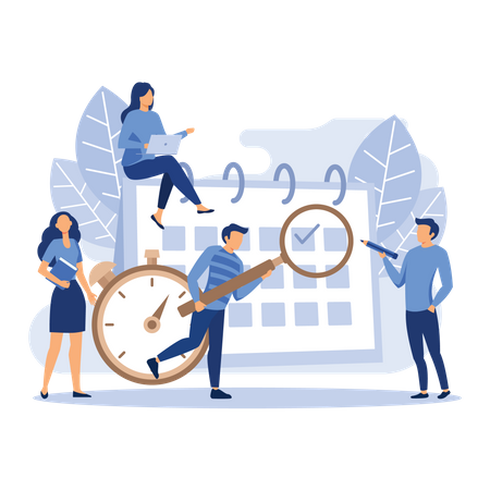 People scheduling meeting in calendar  Illustration