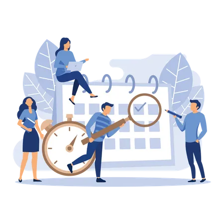 People scheduling meeting in calendar  Illustration