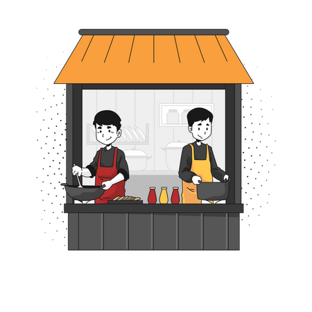 People Selling food tenant  Illustration